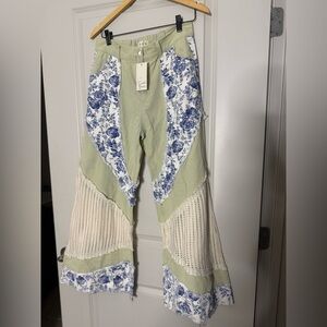 POL Floral Patchwork Wide-Leg Pants